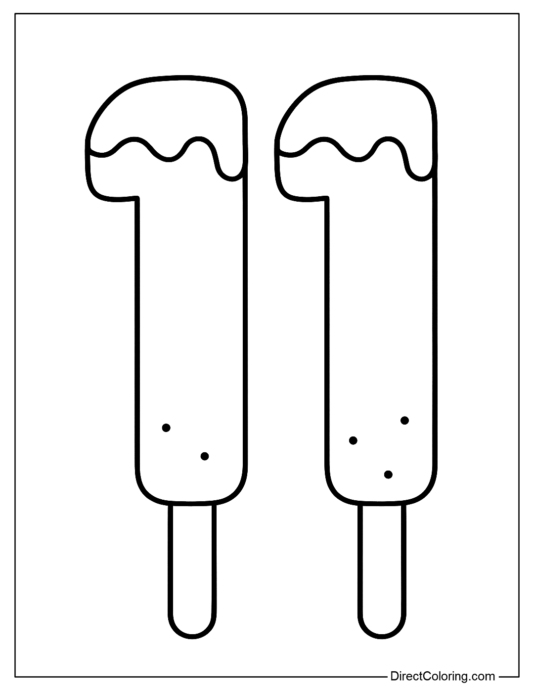 Number 11 coloring page is made up of two parallel popsicles